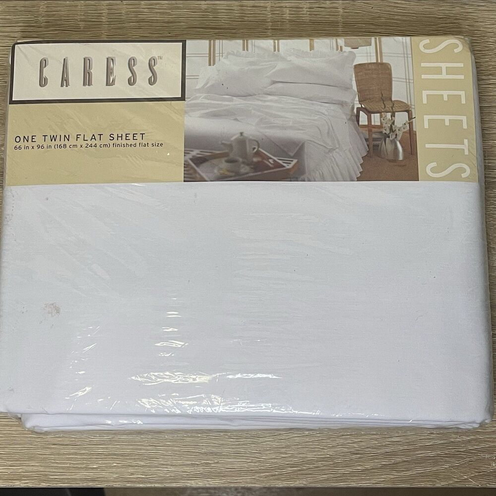 Vintage Caress Twin Flat Sheet NoIron Solid White 50% Cotton 50% Polyester 66x96